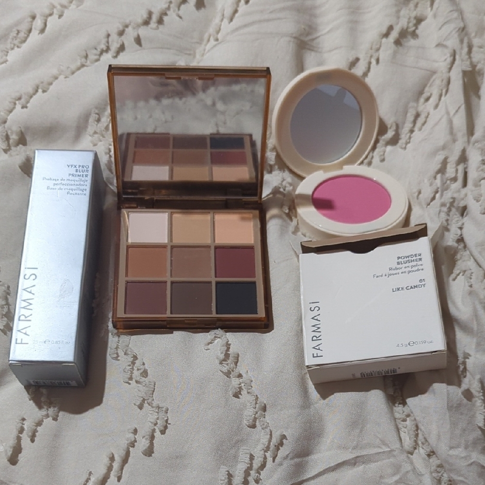 Farmasi Makeup Palette and Blush Set - Pink and Brown Shades With Primer!